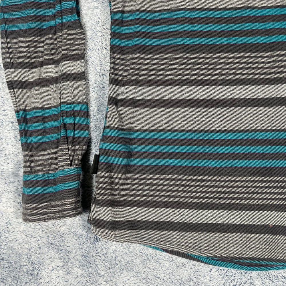 Patagonia Womens Organic Cotton‎ Striped Button Down Shirt Grey Teal Size 6 - Picture 15 of 16